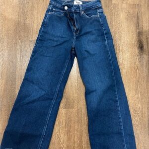 PAIGE Wide-Leg High-Rise Jeans in Dark Blue Denim